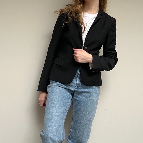 Talula / Artizia Vintage Black Cropped Fitted Button-front Blazer size 6 - Picture 2 of 8